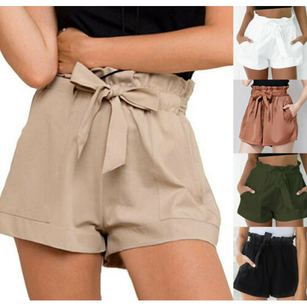 Fashion Women Casual Pants Summer High Waist Loose Shorts Hot Pants With Belt 